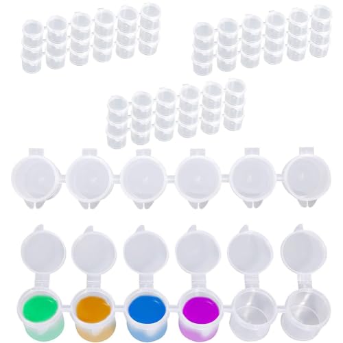 60PCS Leere Farbbecher Mit Deckel,Mini Farbtopf,Leere Farbtöpfe Streifen,Kunststoff Leere Farbstreifen,Farbtopf Pod Streifen Durchsichtige,Für Schulen, Sommercamps,3ml,Kiuiom