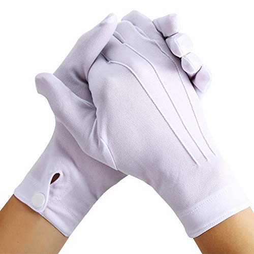 Weiße genähte Handschuhe für formelle Smokings, Schmuck-Inspektion, 2 Paar (Nylon 25,4 cm)