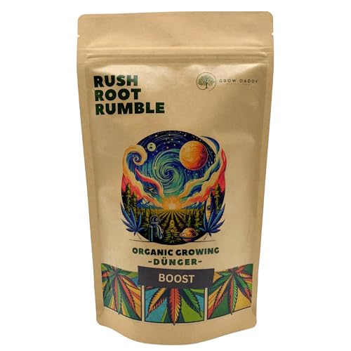 Grow Daddy - RUSH ROOT RUMBLE - Organic BOOST BIO Dünger, ALL IN ONE Cannabis & Hanf Spezialdünger für Wachstums- und Blütephase, Indoor/Outdoor/Autoflower, 250g für bis zu 3 Pflanzen