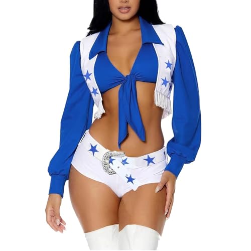 Halloween Kostüm Cheerleader Sexy Halloween Kostüm Damen Cheerleader Kostüm Damen Cheerleader Kostüm Damen Cheerleader Outfit Horror Cheerleader Kostüm Cheerleader Halloween Kostüm Kids（Blue,S）