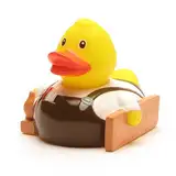 Duckshop I Badeente Tischler I Quietscheentchen I Quietscheente - L: 8 cm - inkl. Badeenten-Schlüsselanhänger im Set