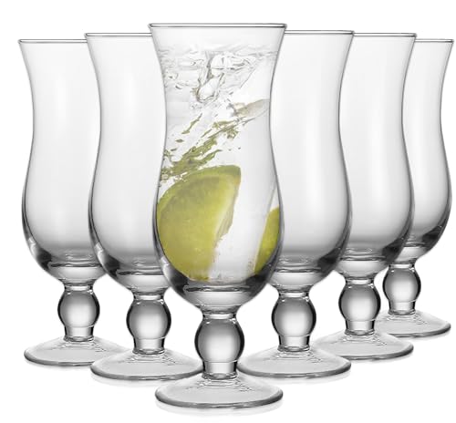 Nexboraque Hurricane-Glas, 400 ml, Pina Colada-Gläser, klare Tulpen-Trinkbecher für Wasser, Getränke, Säfte, Cocktails, vollmundiges Bier, tropische Getränke, 6 Stück