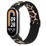 Oumida Armband für Xiaomi Mi Smart Band 8 / Xiaomi Smart Band 9 Uhrenarmband, Elastische Nylon Armbänder, Verstellbare Sport Ersatzarmband Herren Damen für Xiaomi Mi Band 9/ Mi Band 8, Leopard