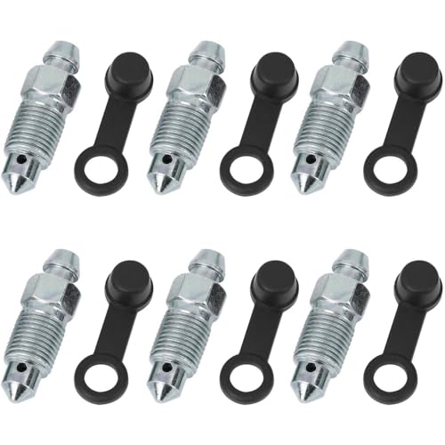Zephyra 6 Stück Bremsentlüftungsschrauben aus Zinklegierung, M10 x 1,0 mm, mit Staubkappen, Hochwertige Zubehörteile für Hauptbremszylinder und Bremssättel von Motorrädern und Fahrrädern
