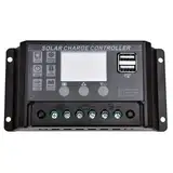 VoltX 30A, 12V/24V Solarladeregler 12V, Laderegler Solar 12V, Solarregler 12V, Solar Ladegerät Controller Auto-Parameter Einstellbar PWM mit 5V Dual USB Port LCD