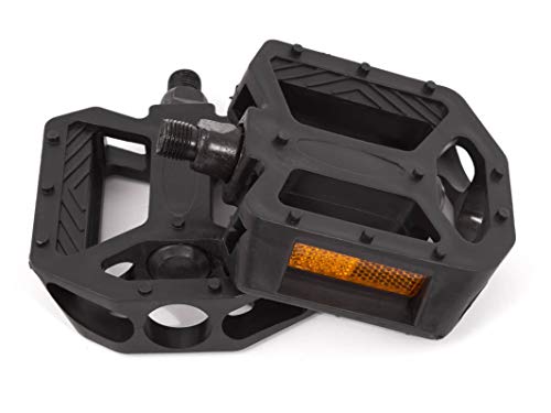 KHE Prism BMX Pedale PVC schwarz 1/2" Zoll Achse 84mm breit 286g mit Reflektoren