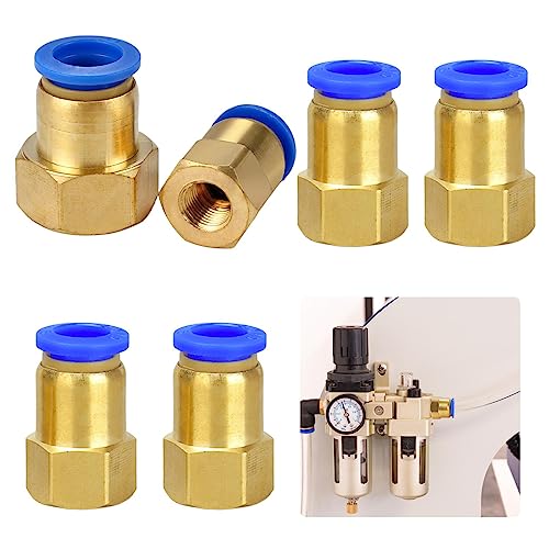 Pack of 6 Pneumatic Push-in Fitting with Internal Thread 1/4 Inch to 6 mm,Internal Thread Insertion Joint Pneumatic Quick Couplings G 1/4 Inch to 6 mm Hose IQS Quick Connector Push In