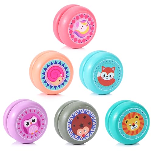 JoJo Kinder YoYo Spielzeug 6 Stücke Yo-Yos Spielzeug Yo Yo for Kids,Jungen Mädchen YoYo Balls Kinder Cartoon Tier Yo-Yo für Kindergeburtstagsgeschenke, Partys und Feiern