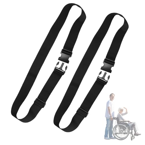 KASESSS 2 Stück Rollstuhl Sicherheitsgurt mit Schnalle, Rollstühle Anschnallgurt 150 cm/59 inch Lang, Rollstuhlgurt for Disabled Anti Slip für Ältere Menschen Patienten Rollstuhlfahrer (Schwarz)