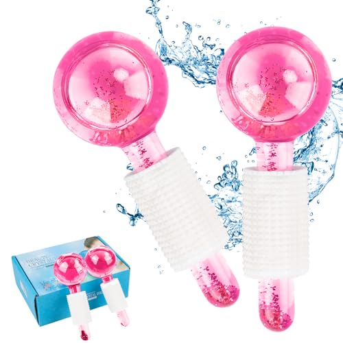 2 Stück Facial Ice Roller, Gesichtsroller Massage, Facial Ice Globes, Ice Face Roller für Eis-Gesichtsbehandlung, Reduziert Schwellungen, Strafft die Haut, Verbessert die Durchblutung (Rosa)