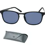 Mini Brille Trend Sonnenbrille mit Sehstärke, Lesebrille Rechteckig, Gratis Etui, Kunststoff Rahmen und Metall Bügeln (Schwarz), Lesesonnenbrille Damen und Herren +1.5 Dioptrien
