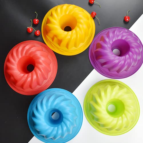 YUZE Spiral-Kuchenform aus Silikon, rund, antihaftbeschichtet, geeignet für alle Arten von Desserts und alle Arten von Party-Utensilien (rot)