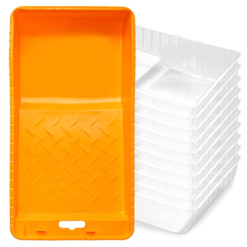 Mister Rui Paint Tray, 4 Zoll Kunststoff Farbe Tray mit 10 Stück Farbe Pfanne Liners, Einweg-Farbe Tray, Farbe Roller Tray, Transparent Farbe Tray Liners für Malerei