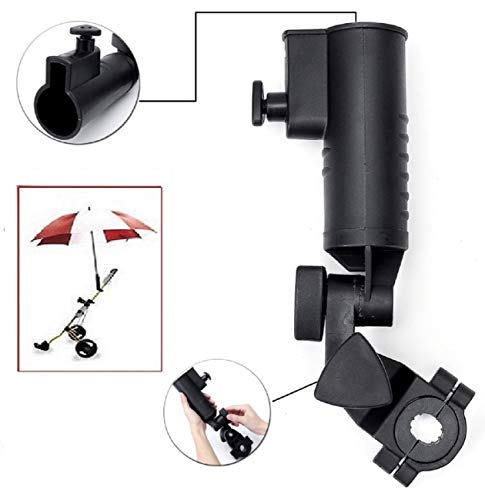 LL-Golf ® Golf Trolley Universal Schirmhalter V2 mit 3 Distanzelementen zum Befestigen (2,5/3,0/3,5cm) / mit 2 verstellbaren Gelenken/Cart Halter/Umbrella holder