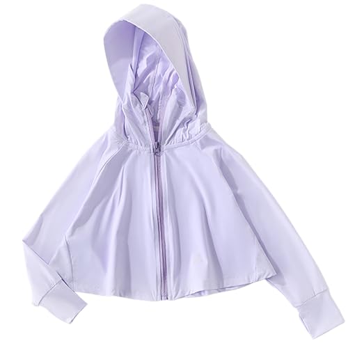 ESORNUG Big Kid Sonnenschutz Jacke for Mädchen Junge Outdoor Shirt Langarm UPF 50+ Outdoor Leichte Laufen Kapuzenjacke Shirts Outdoor Playing Shirts