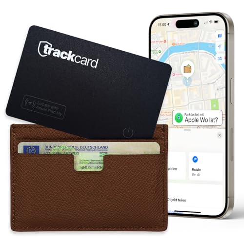 TRACKCARD® das Apple AirTag Pendant im Kartenformat für die Brieftasche | Flach, wiederaufladbar & wasserdicht | Kompatibel mit Apple Wo Ist? (iOS) für GPS Ortung vom Wallet per Tracker Karte