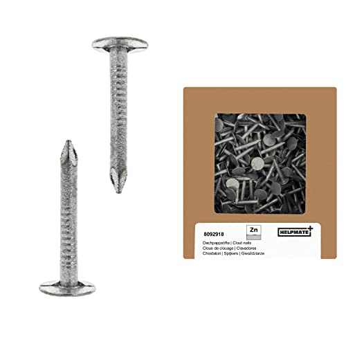 HELPMATE – Dachpappennägel 2,0x16 mm mechanisch verzinkt – 400g Dachpappstifte Typ B – Dachpappnägel DIN 1160 B – Dachnägel ideal für Dachpappe, Kunststoffplanen & Schiefernplatten