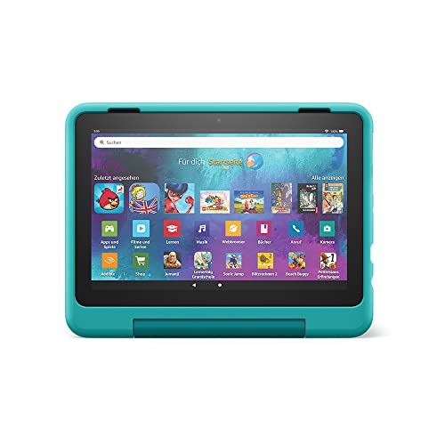 Fire HD 8 Kids Pro-Tablet, 8-Zoll-HD-Display, für Kinder von 6 bis 12 Jahren, 30 % schnellerer Prozessor, 13 Stunden Akkulaufzeit, kindgerechte Hülle, 32 GB (2022), blaugrün