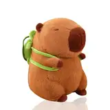 33cm Capybara Plüschtier mit Schildkrötenrucksack, Capybara Kuscheltier Niedlichen Simulation Tier Capybara Puppen Stofftier, Gefüllter Capybara für Geburtstagsgeschenk Color:Brown B,Size:33 cm)