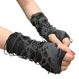 Pejlnd Halloween Fingerlose Handschuhe,1 Paar Halloween Spinnennetz Handschuhe Schwarze Punkhandschuhe Gothic Halloween Accessoires für Halloween Party Kostüm Hexen Zubehör Damen