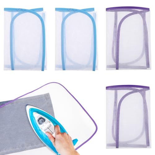 JIYIN 4 Stück Bügeltuch, 60 x 40 cm Mesh Stoff Bügeltuch Pad Bügelmatte Anti-Fokus-Schutzpolster Bügel Schutztuch für Einfaches Bügeln und Schutz