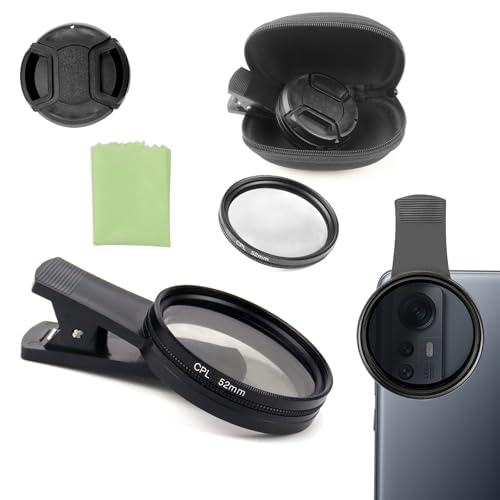 QGGTQG CPL Filter 52 mm Universell Handykamera CPL Filter Clip-On-Handy-CPL-Filter CPL Handy-Kameraobjektiv-Polarisator mit Gewinde-Clip für iPhone, Samsung, Android-Smartphones