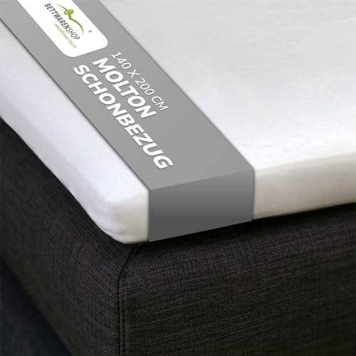 G BETTWARENSHOP – Molton Schonbezug für Matratzen-Topper – Spannbettlaken für Matratzen mit 4-10 cm Höhe – Matratzenschoner aus 100% Baumwolle – Matratzenauflage für Boxspringbett 140x200 cm