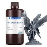ANYCUBIC Wasser Waschbares Resin Plus, 3D Drucker Harz Wasserlöslich, UV-Resin 405nm Standard Photopolymer Harz, Geringer Geruch, Geeignet für 4/6/8K LCD 3D-Drucker (Grau, 1000g)