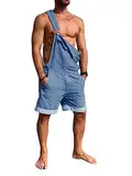 Runcati Herren Denim Overall Shorts Sommer Workwear Verstellbare Jumpsuit Lässige Jeans Kurz Rompers Lose Fit, Blau, M