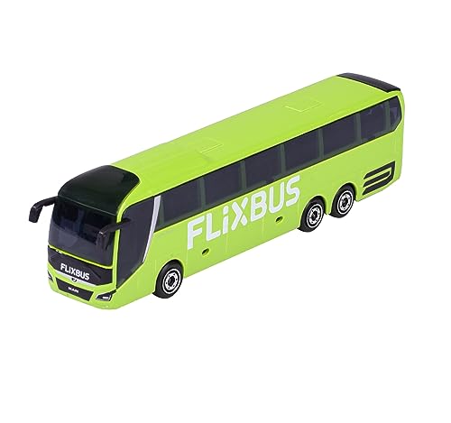 Majorette – MAN Lion's Coach L Flixbus – Spielzeugbus mit Freilauf und Federung, Metall-Karosserie, 13 cm lang, für Kinder ab 3 Jahren, Lieferung 1 Stück