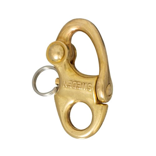Yacht Steel Schweden Schnappschäkel mit festem Auge 30mm Messing/Bronze ohne Ring