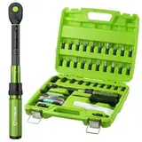 ETOOLAB 1/4" Drehmomentschlüssel Set-37tlg, ±3% Fehlergenauigkeit, 1-26 N·m/10-231,3 lbf·in, 72 Zähne Fahrrad Drehmomentschlüssel für Reifenwechsel/Motorrad/Fahrrad