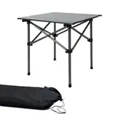 Grafner Campingtisch klappbar, Ultra leicht, 53,5 x 50 x 50 cm, kleines Packmaß mit Tasche, stabil und tragbar, bis 30 kg, Carbonstahl, Rolltisch Klapptisch Picknick Tisch Outdoor Festival schwarz