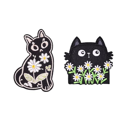 EHDWXVZM 2 Stücke Katzenbügelflecken, Süßes Tierstyling, Kreative Kleidungsflecken, Unterhaltsame Gestickte Stoffflecken, DIY -Nähflecken.