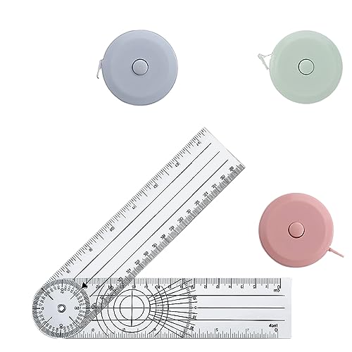 4 Stück Winkelmesser und Massband Körper Set, Goniometer Physiotherapie, PVC Medizinischer Winkelmesser 360° Winkel, Measuring Tape zum Messen von Länge, Brust, Taille usw,150cm/59in