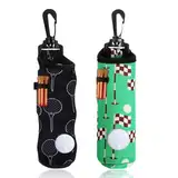 BQRKOTM Golfballs Tragetasche,2 stk Golfballhalter,Ball Tasche Tee Tasche Neopren Ball Tasche Halter Clip Utility Pouch,Tees Halter Tragetasche Tragetasche Gürtel Tasche Sport Zubehör