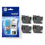 Brother Original LC-421VAL Tintenpatronen Value Pack für Brother DCP-J1050DW, DCP-J1140DW, MFC-J1010DW (bestehend aus 4 Tintenpatronen: Schwarz, Cyan, Magenta, Gelb)