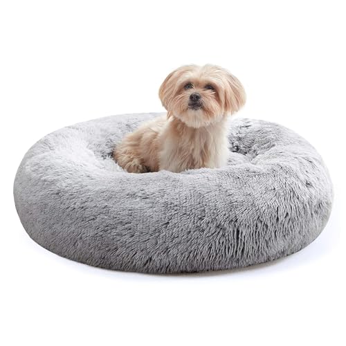 Western Home Hundebett Run, Katzenbett Flauschig, Hundekissen Kleine Hunde,Hundebett Waschbar,Hundekorb,Katzenkorb Zum Schlafen 50 cm,Hellgrau