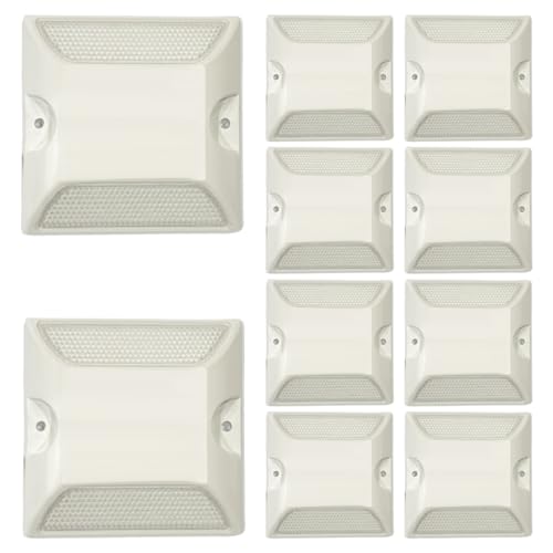 10 Stück Reflektierender Markierungsnagel, Parkplatz Markierung Gartenweg Treppen Gelb (weiß - 10 packen)