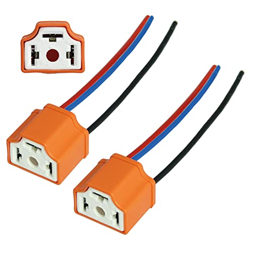 L & P Car Design 2x H4 Lampen Stecker Fassung Sockel Keramik Lampenfassung Lampensockel Lampenstecker P43t mit Kabell für Lampen Glühlampen Glühbirnen