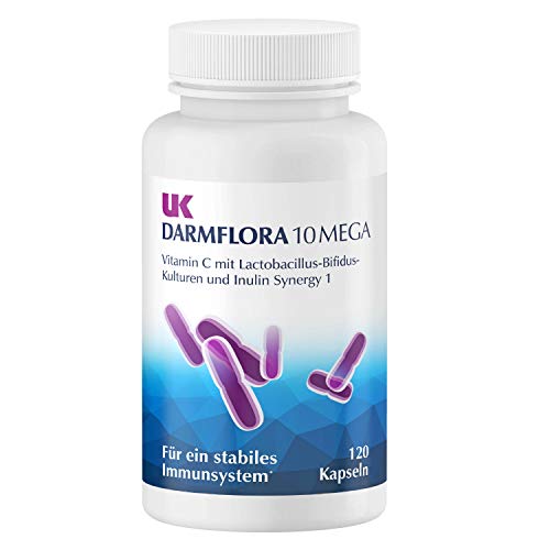 UK Darmflora 10 Mega Kapseln vegan - Hochdosierte Laktobazillus-Bifidus-Kulturen + Inulin Synergy 1 & Vitamin C