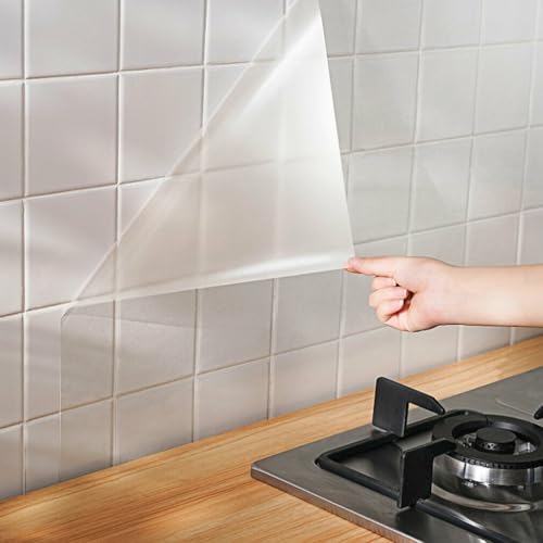 60 x 300 cm Transparente Klebefolie Küchenaufkleber Folie Wasserdicht und Öldicht Möbelfolie Hitzebeständig Spritzschutz Wandfolie