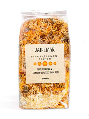 Valdemar Manufaktur essbare Premium RINGELBLUMEN-Blüten, 500ml - HANDVERPACKT In Deutschland