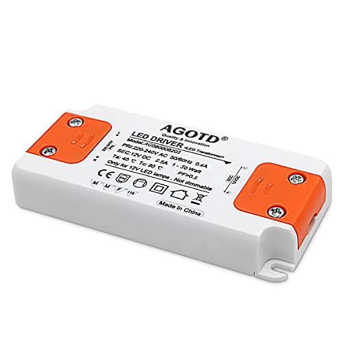 LED Trafo LED Transformator 1-30W 230V auf 12V LED-Treiber Netzteil, kein LED-Flimmern, kein Transformator-Rauschen, LED Niedervolttrafo für G4 MR16 GU5.3 LED Halogen, 1er Pack