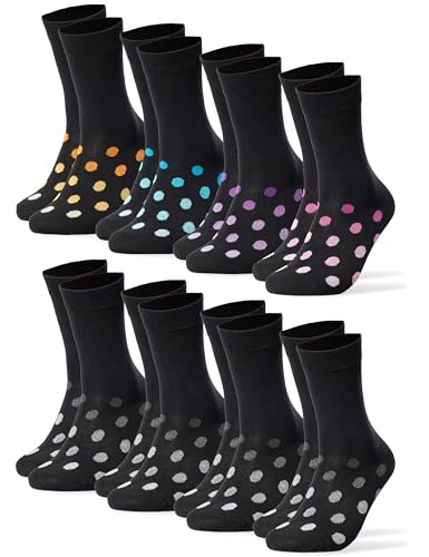 Occulto Damen Bunte Socken mit Punkten 8er Pack (Modell: Lina) Mix 39-42