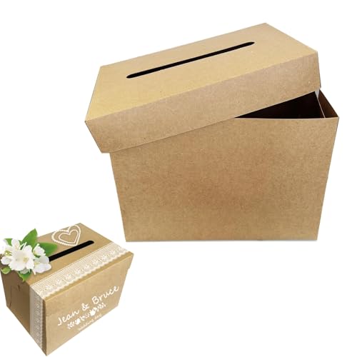 Kartenbox mit schlitz Hochzeitsbox 30 x 22 x 22 cm Abnehmbarer Deckel Geldbox Geschenkkartenbox Geschenkbox für Hochzeit Geburtstage Babypartys (khaki)