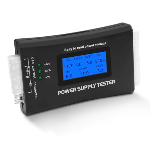 MEIRIYFA Computer PC Netzteil Tester mit LCD Display, 20/24 4/6/8 Pin ATX Netzteil Computer Host Inspektion Wartung Tester Tool für ATX, ITX, BTX, PCI-E, SATA (Schwarz)