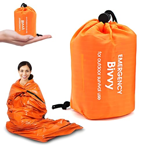 Notfall Schlafsack, Survival Biwaksack Ultraleicht, Erste Hilfe Rettungsdecken Wasserdicht Notfalldecke, Hitzeabweisend Kälteschutz Rettungszelt für Outdoor