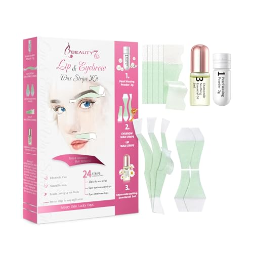 Beauty7 Augenbrauen Wachsstreifen Oberlippen Wachsstreifen Set Fit Wax Strips Gesichts Wachsstreifen Frauen schmerzfrei enthaarung Augenbrauen kaltwachs wax strips für empfindliche alle Hauttypen