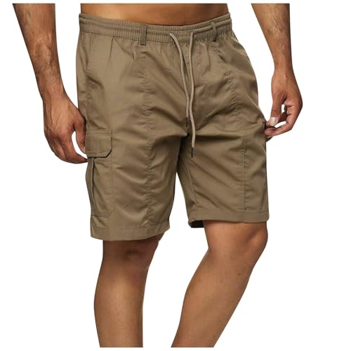 YSFWL Cargo Shorts Herren Sommer Kurze Hose Outdoor Wanderhose Jogginghose mit Taschen Arbeitshose Lässig Cargohosen Bequeme Freizeithose Stretch Bermudashort Locker Chino Short Arbeitsshort(Braun,M)